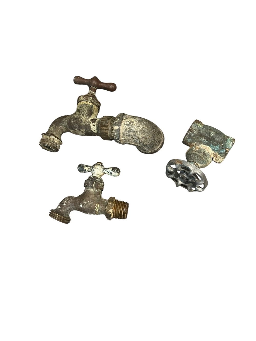 Industrial Brass Faucets Spigot Steampunk Rustic Home Decor Lot Patina Weathered